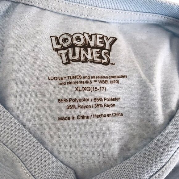 Looney Toons Womens Top Juniors Size 15-17 Blue Tweety Bird I'm So Fly T-Shirt - Picture 4 of 6